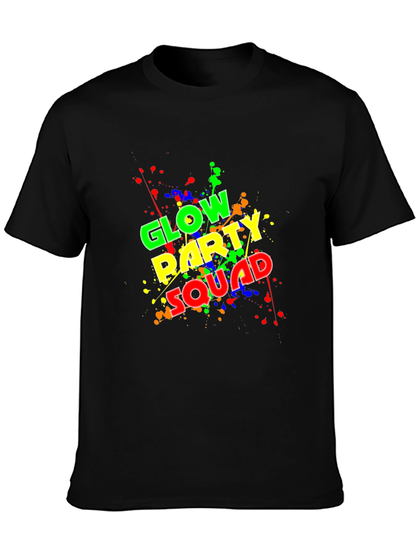 Glow Party Squad T-Shirt - Neon Splash Design