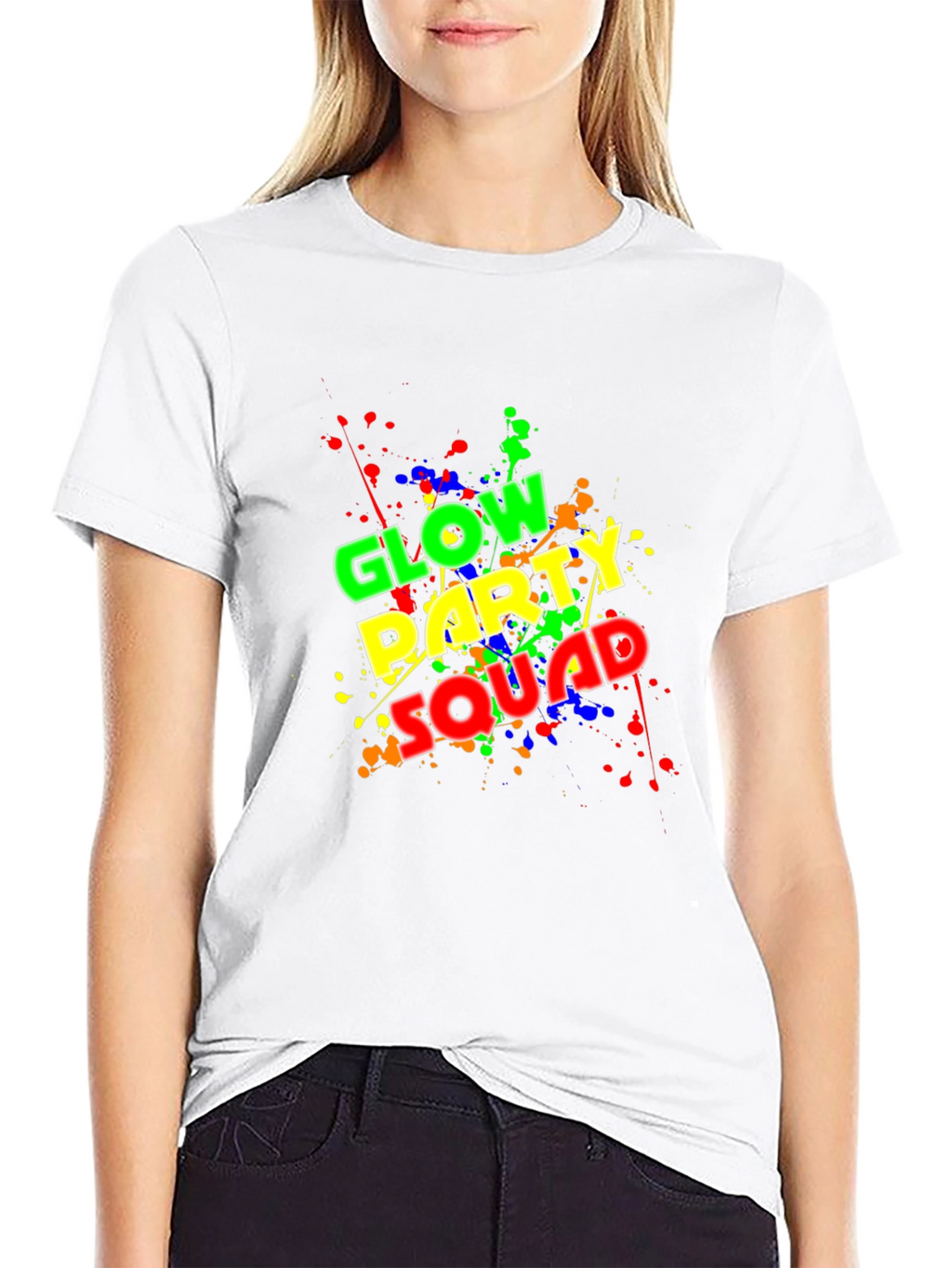 Glow Party Squad T-Shirt - Neon Splash Design
