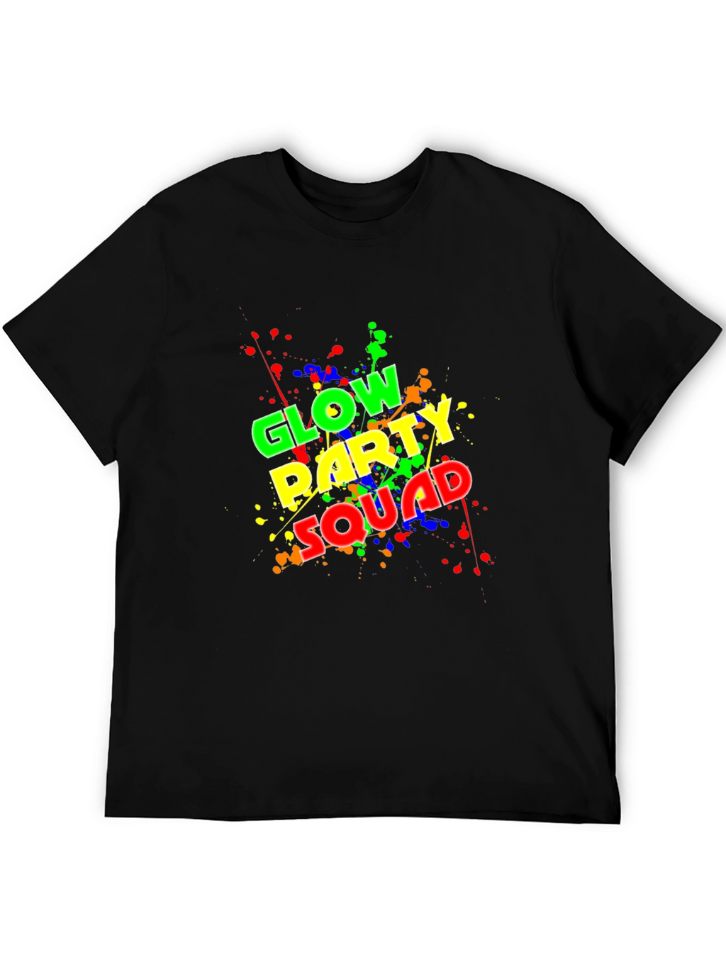 Glow Party Squad T-Shirt - Neon Splash Design
