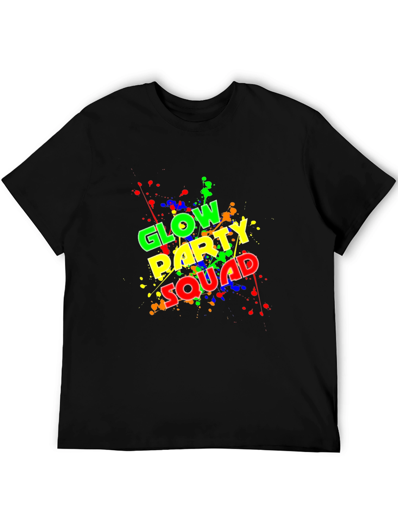 Glow Party Squad T-Shirt - Neon Splash Design