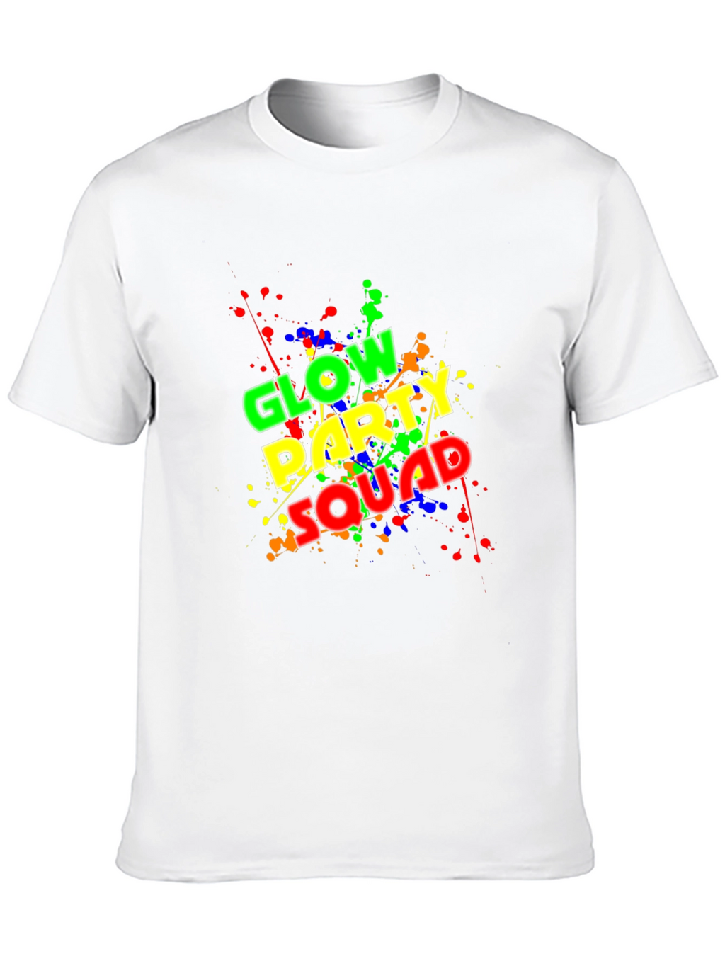 Glow Party Squad T-Shirt - Neon Splash Design