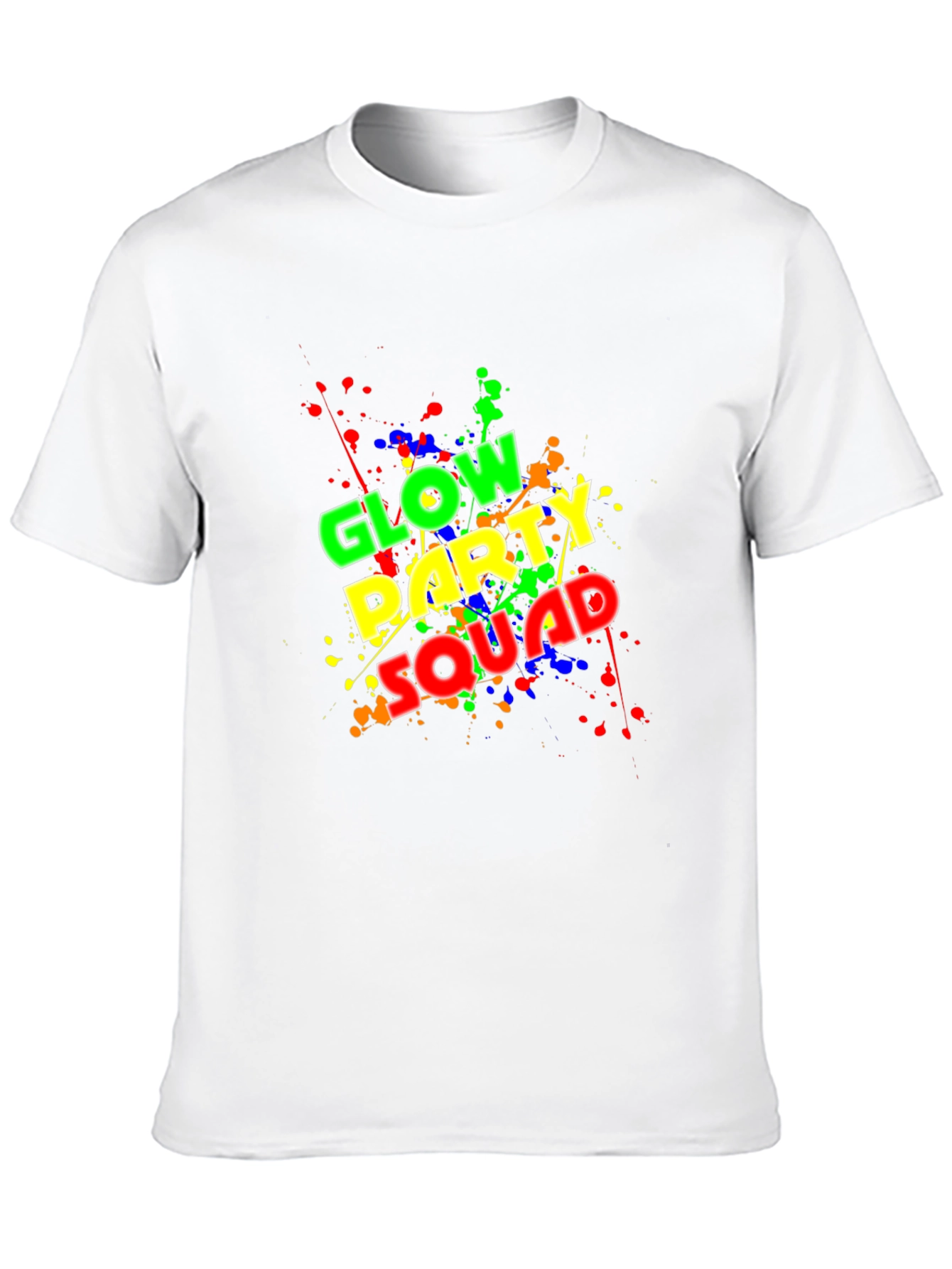 Glow Party Squad T-Shirt - Neon Splash Design
