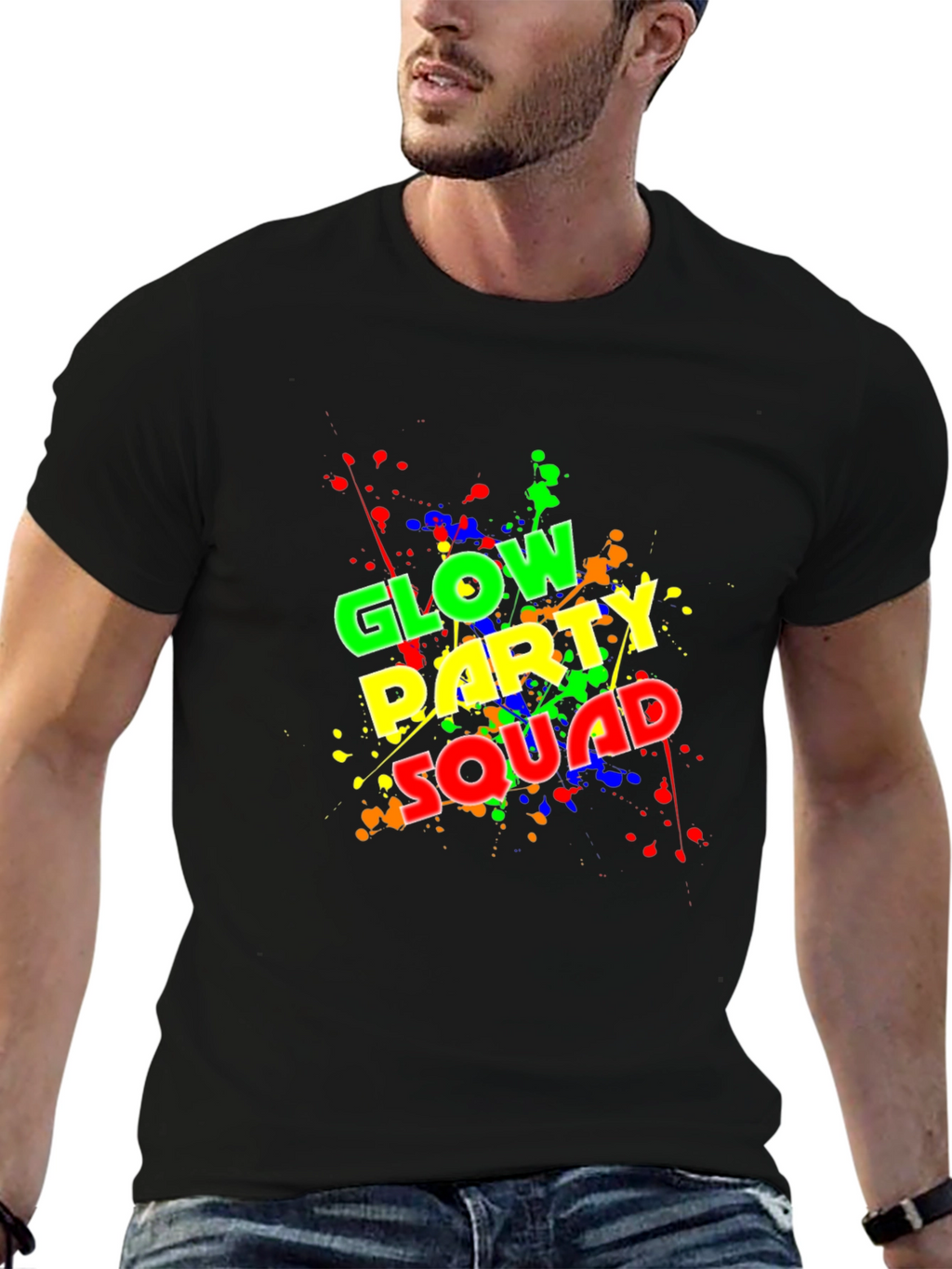 Glow Party Squad T-Shirt - Neon Splash Design