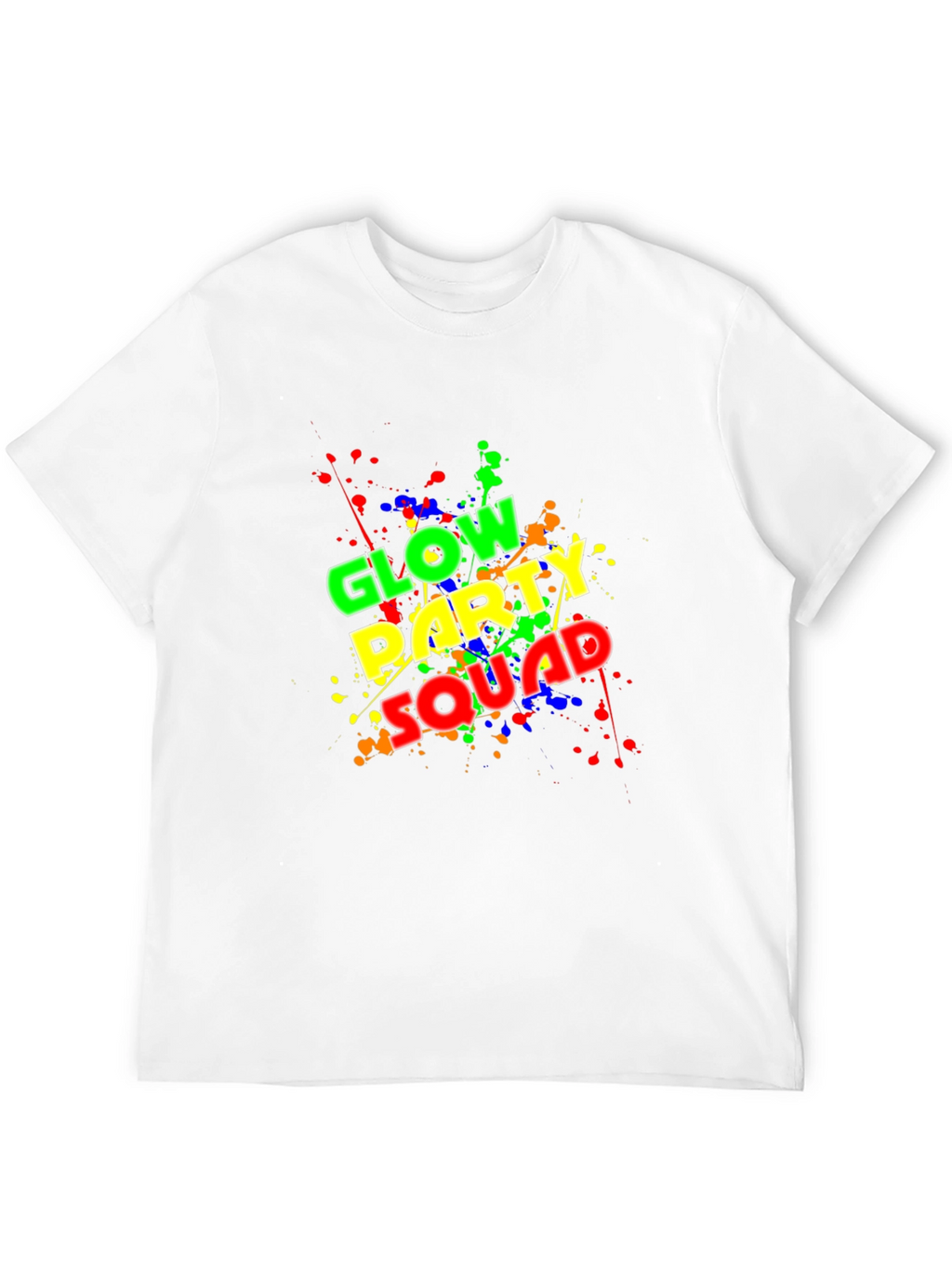Glow Party Squad T-Shirt - Neon Splash Design