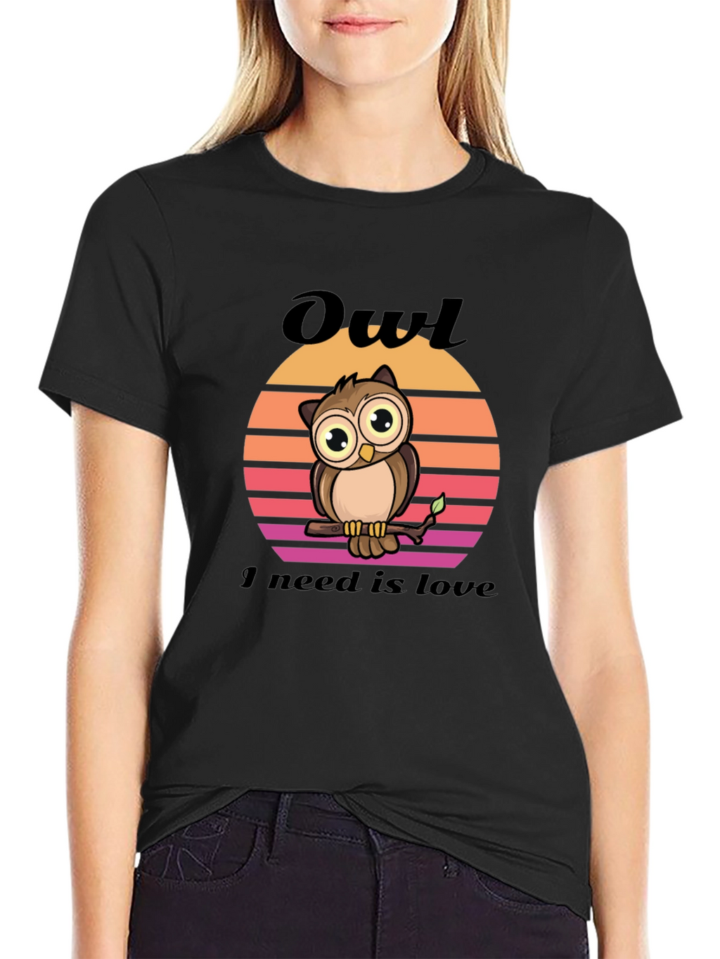 Owl Love Graphic Tee - Unisex Black T-Shirt