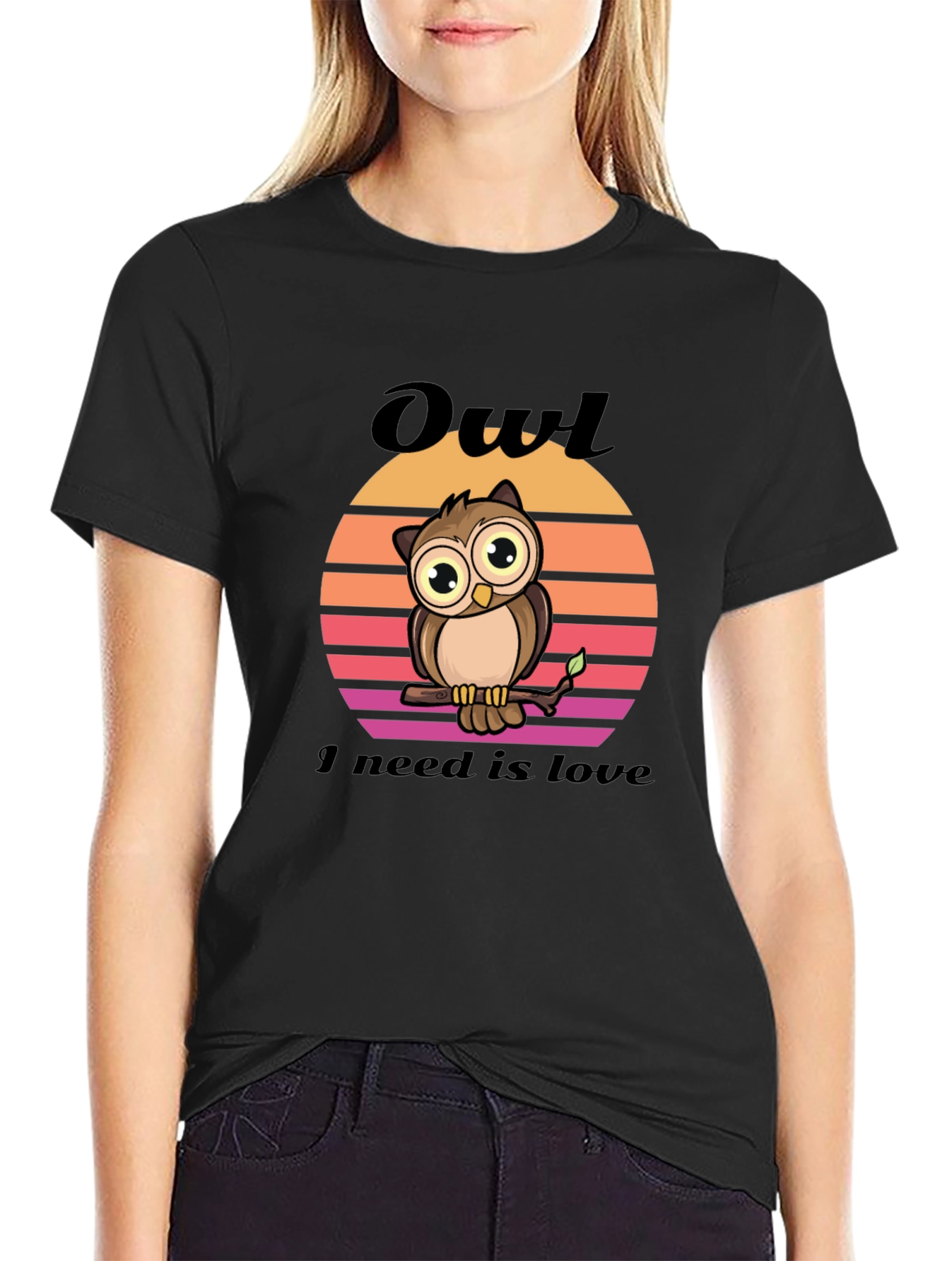 Owl Love Graphic Tee - Unisex Black T-Shirt