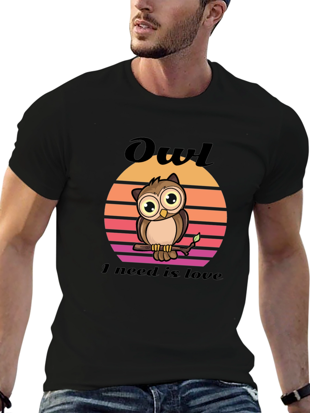 Owl Love Graphic Tee - Unisex Black T-Shirt