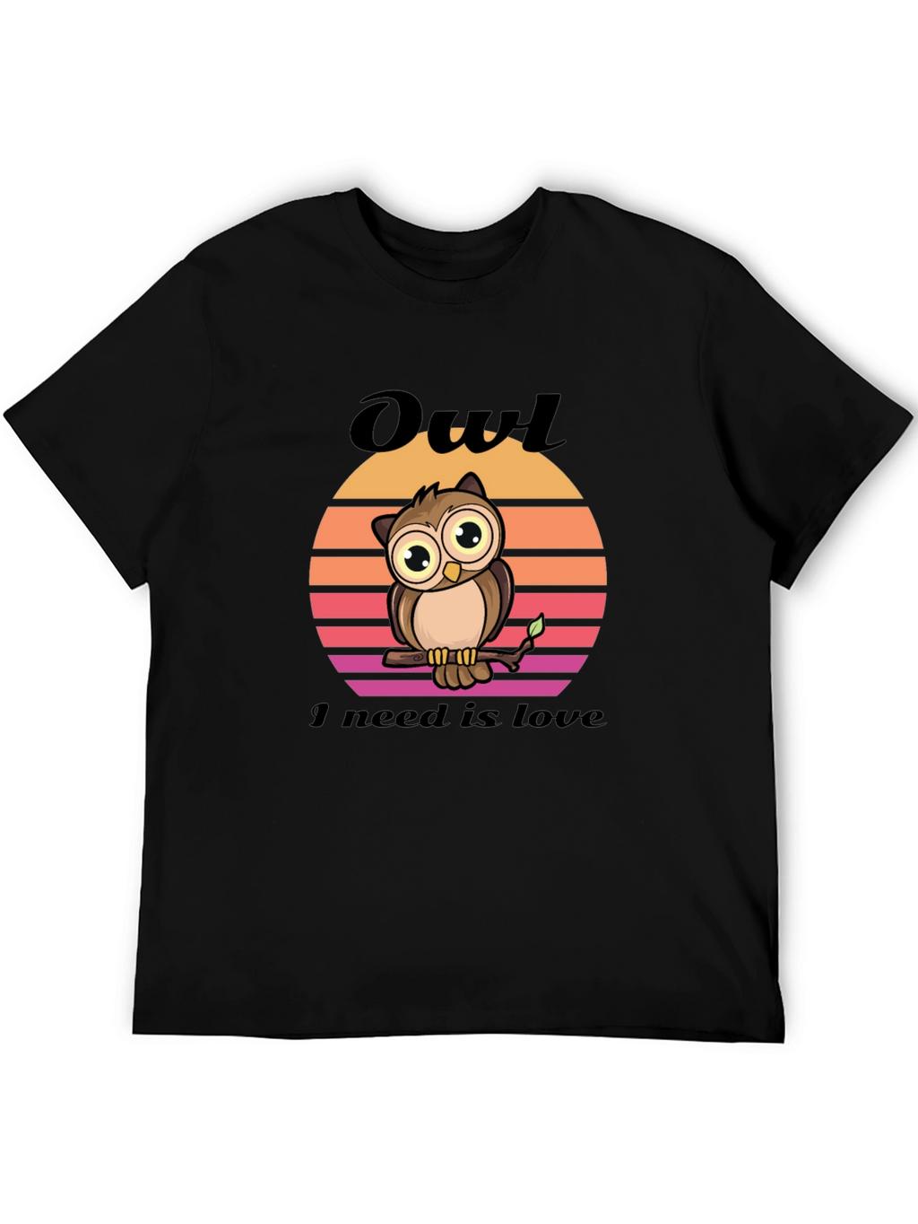 Owl Love Graphic Tee - Unisex Black T-Shirt