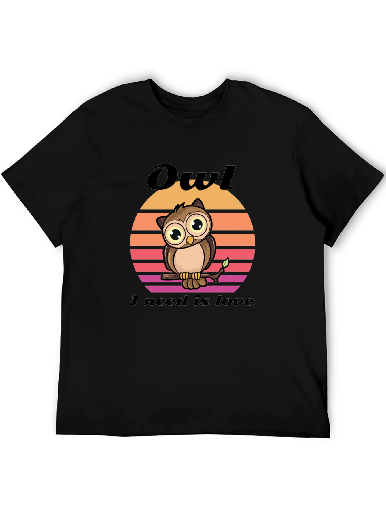 Owl Love Graphic Tee - Unisex Black T-Shirt