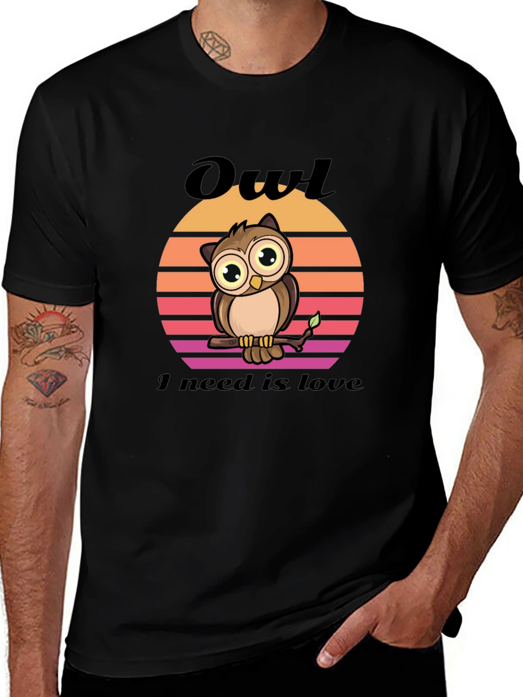 Owl Love Graphic Tee - Unisex Black T-Shirt
