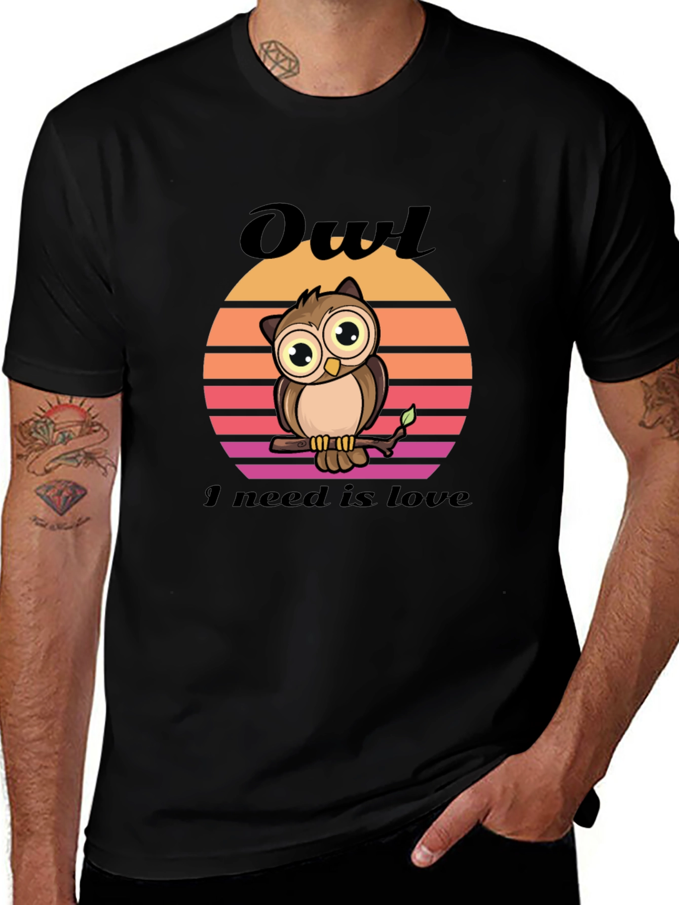 Owl Love Graphic Tee - Unisex Black T-Shirt