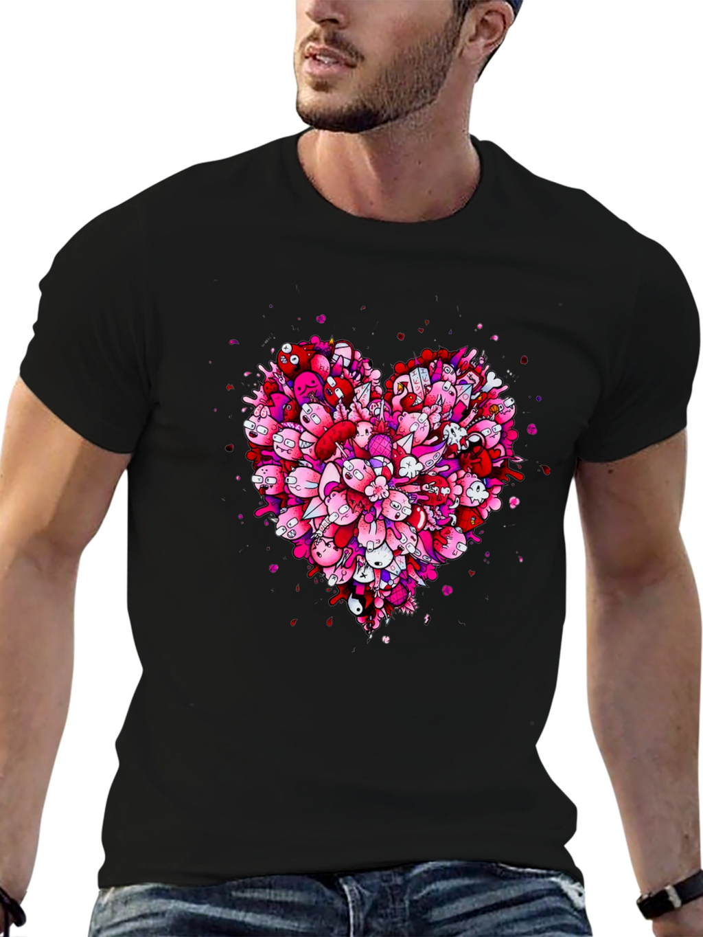 Heart Doodle Black Graphic Tee