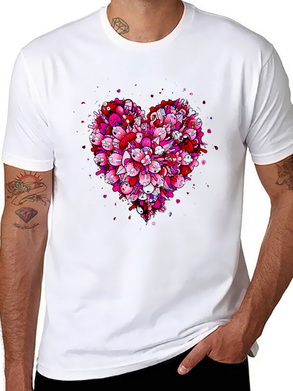 Heart Doodle Black Graphic Tee