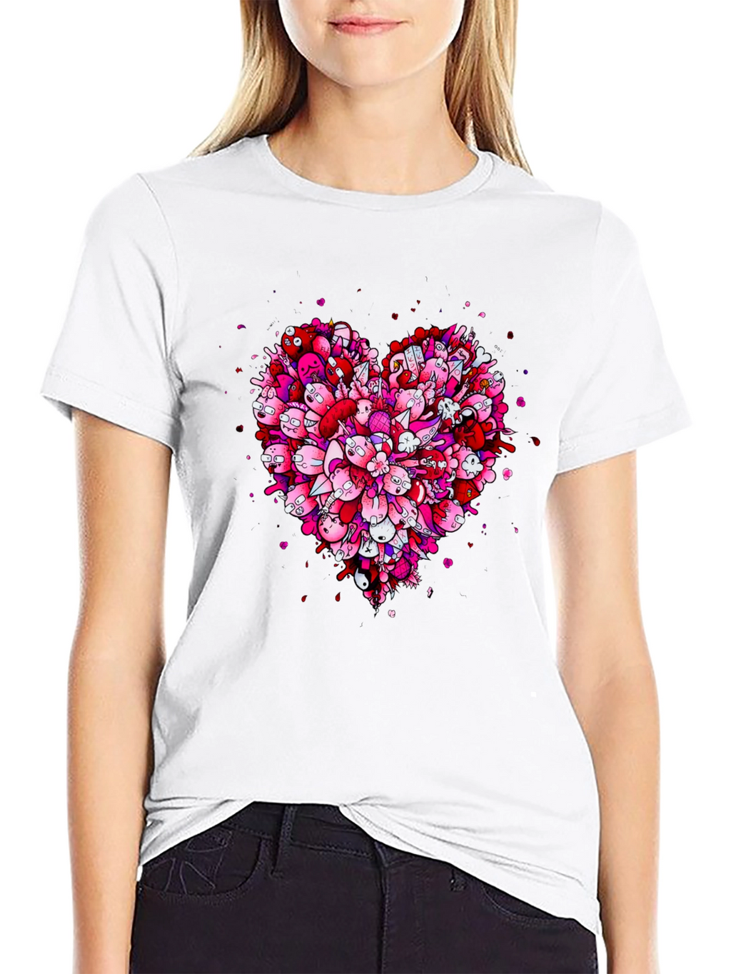 Heart Doodle Black Graphic Tee