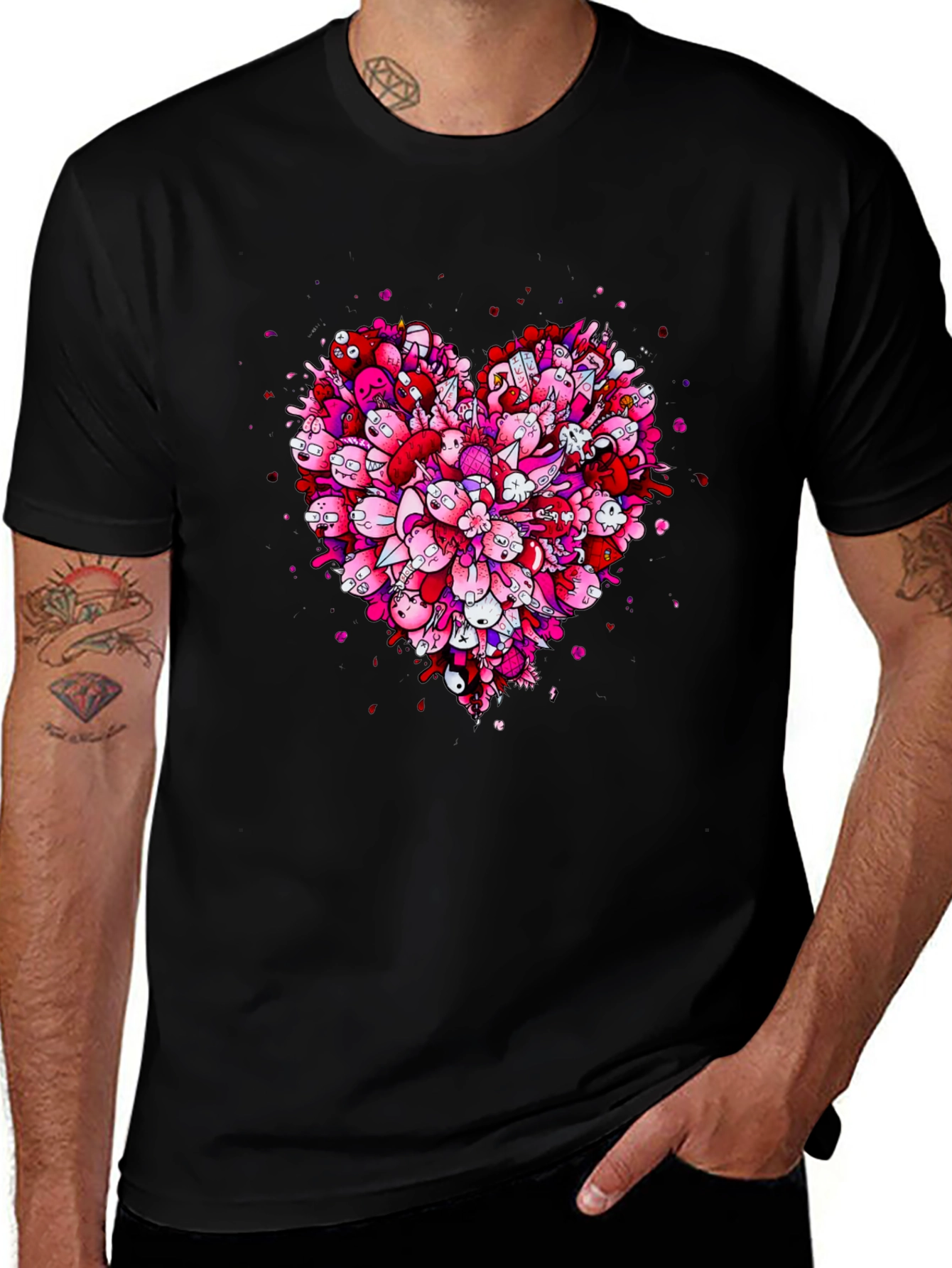 Heart Doodle Black Graphic Tee