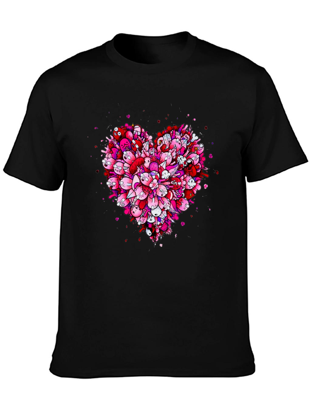 Heart Doodle Black Graphic Tee
