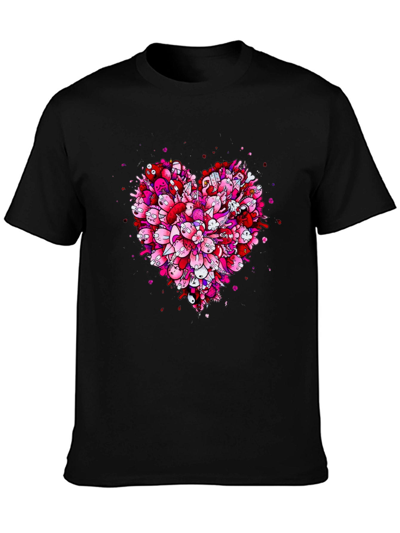 Heart Doodle Black Graphic Tee