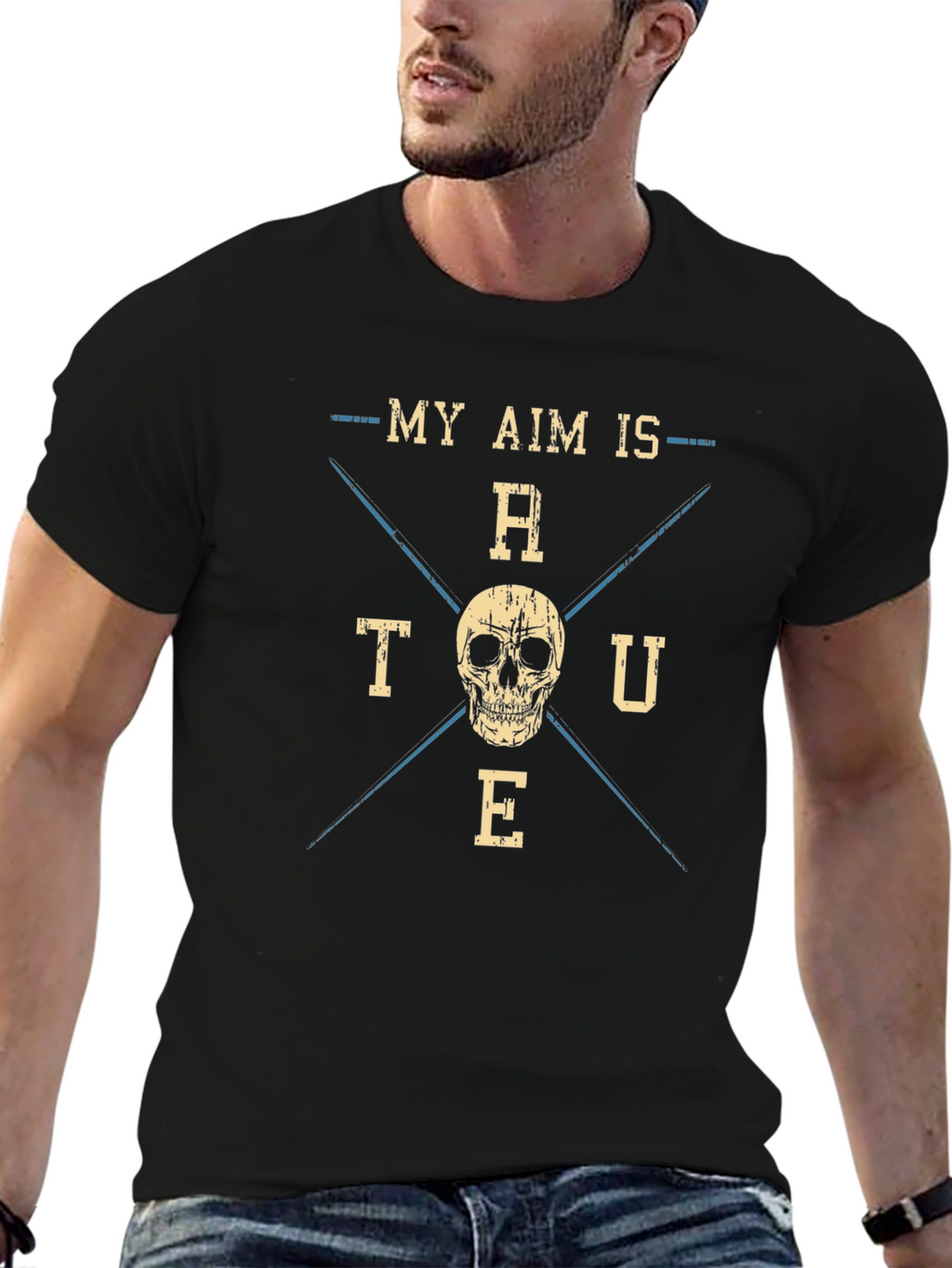 My Aim is True Skull Graphic T-Shirt