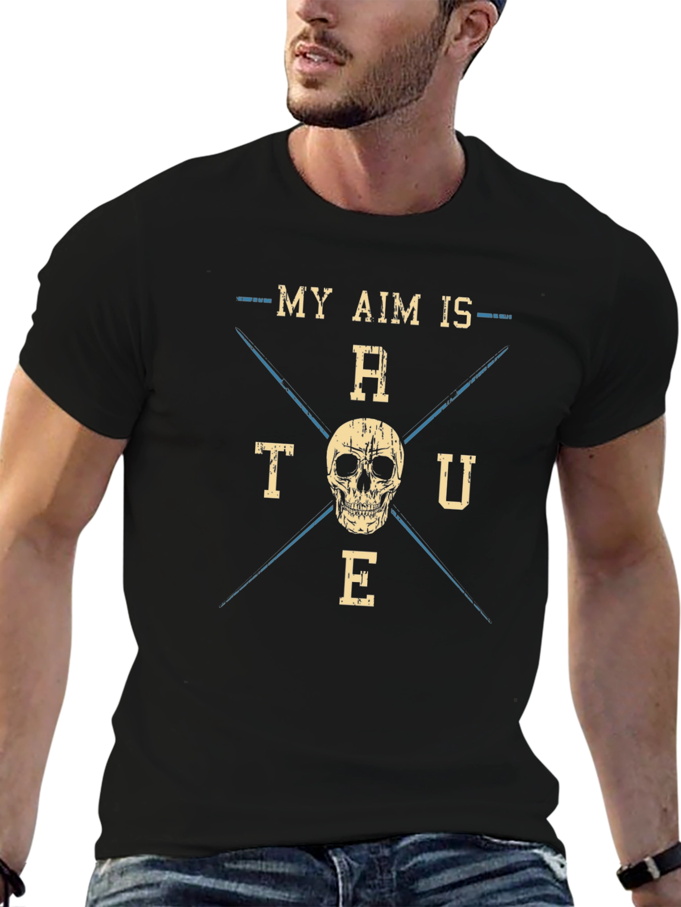 My Aim is True Skull Graphic T-Shirt