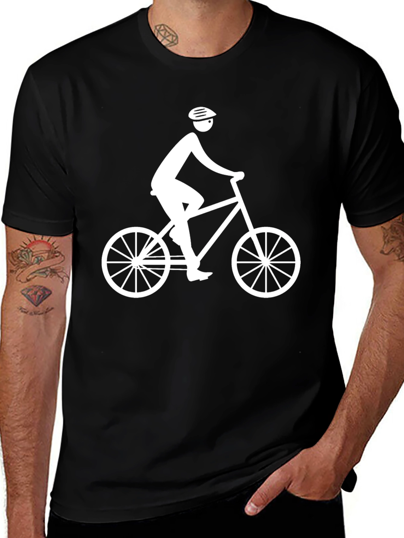 Cyclist Graphic Tee - Black Cotton Blend
