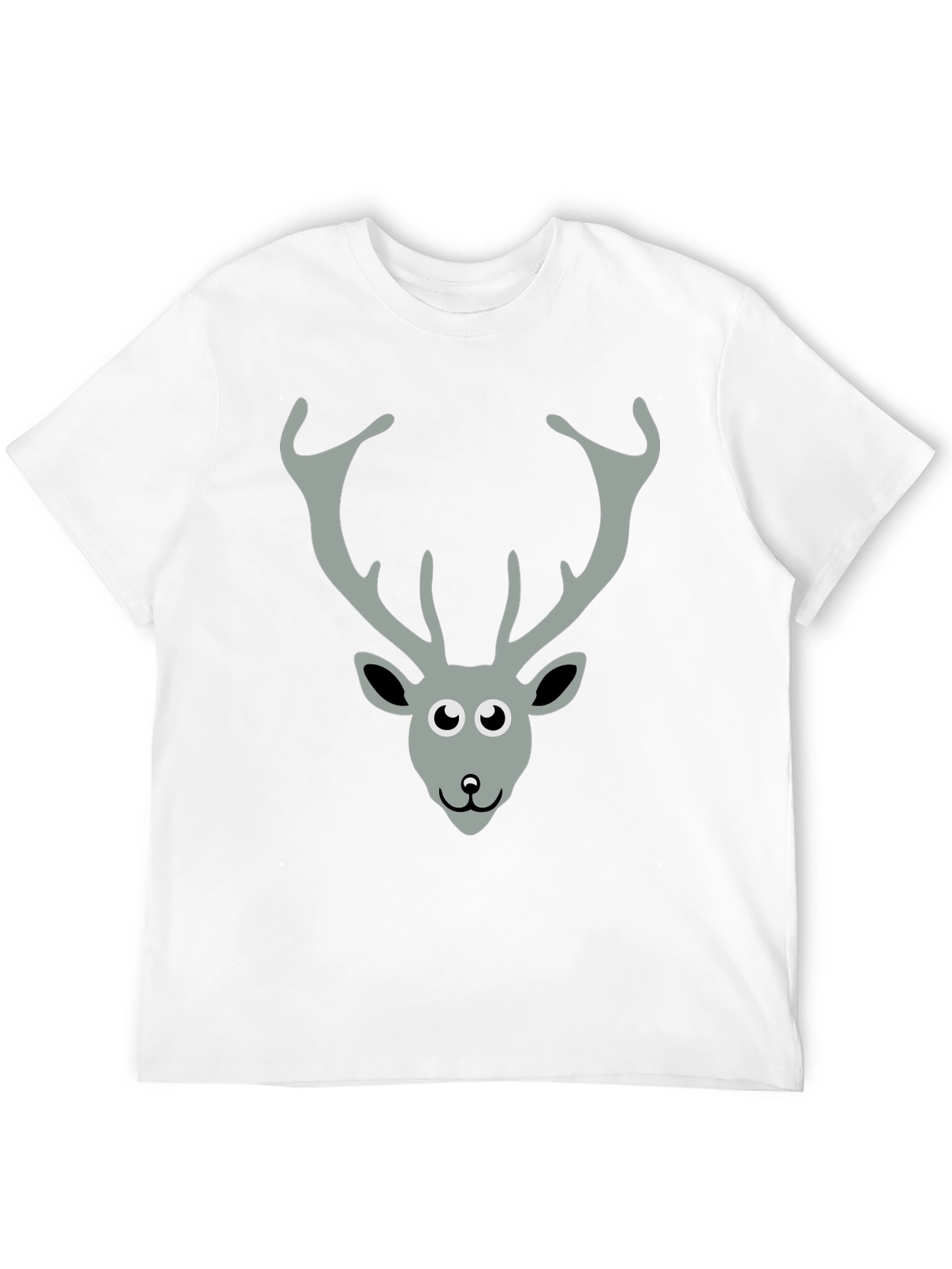 Black T-Shirt with Cartoon Deer Graphic