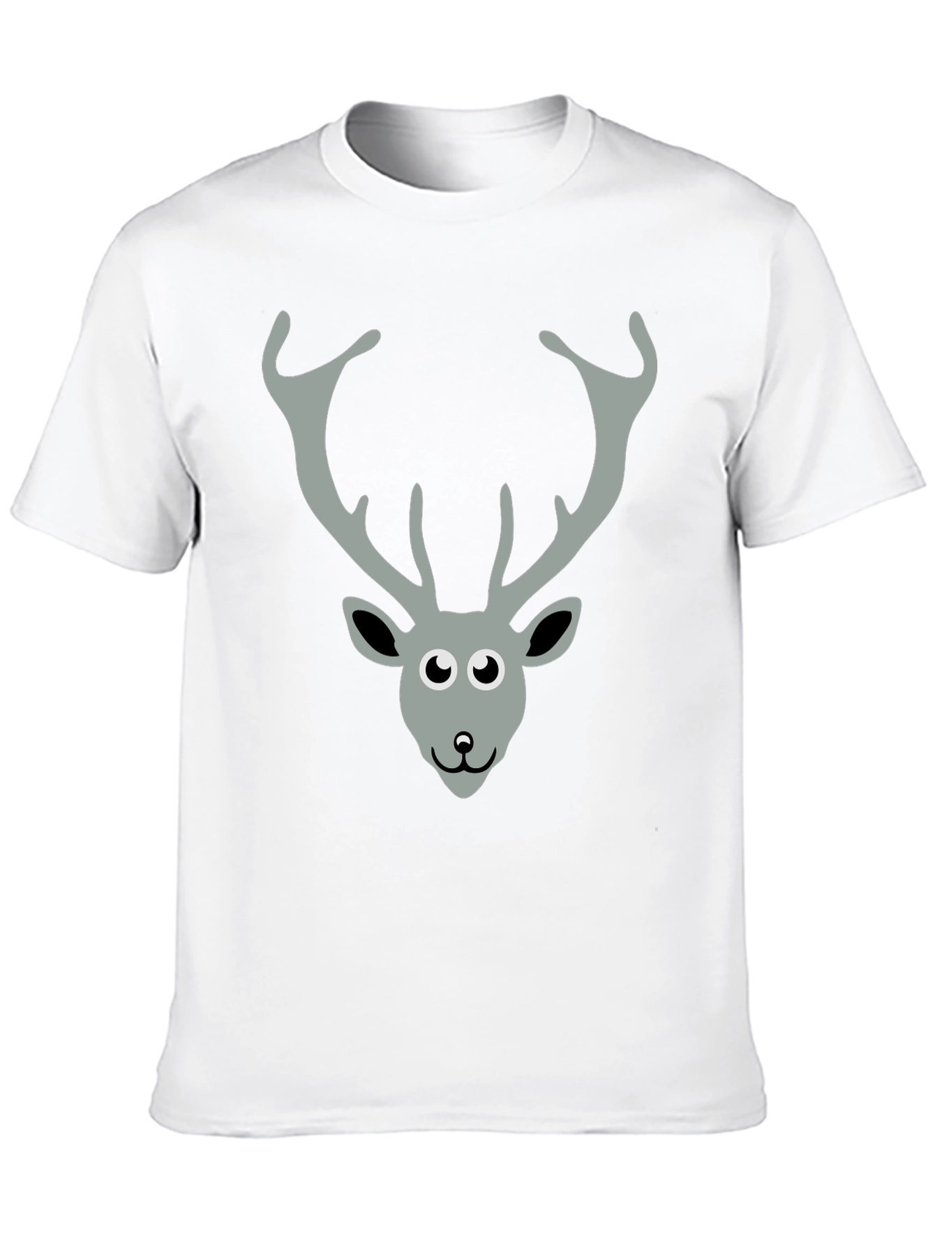 Black T-Shirt with Cartoon Deer Graphic
