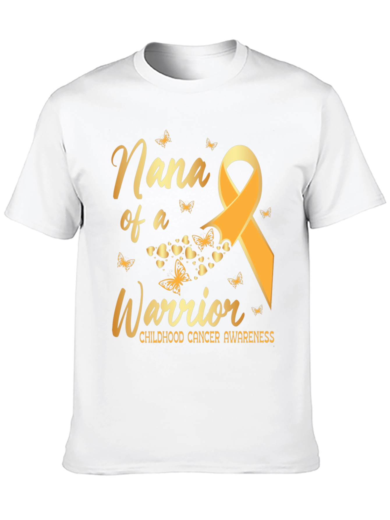Nana of a Warrior Childhood Cancer Awareness T-Shirt
