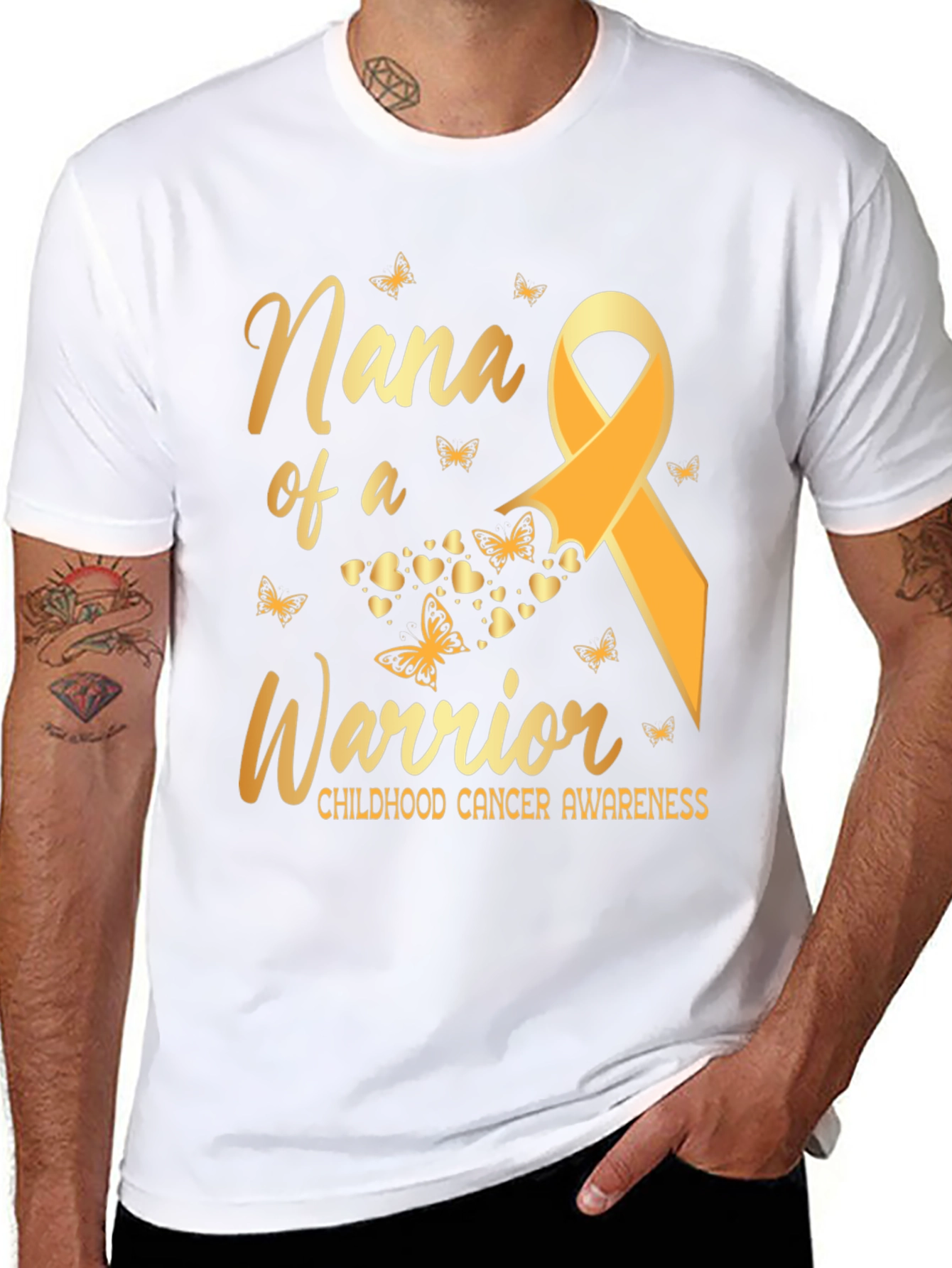 Nana of a Warrior Childhood Cancer Awareness T-Shirt