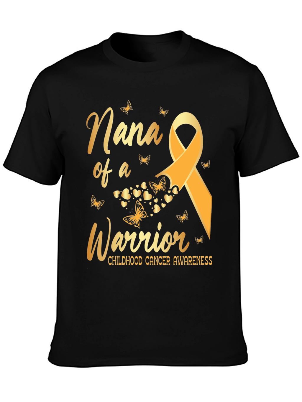 Nana of a Warrior Childhood Cancer Awareness T-Shirt