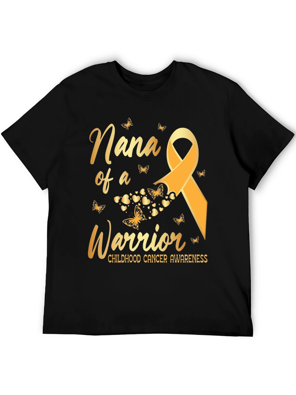 Nana of a Warrior Childhood Cancer Awareness T-Shirt