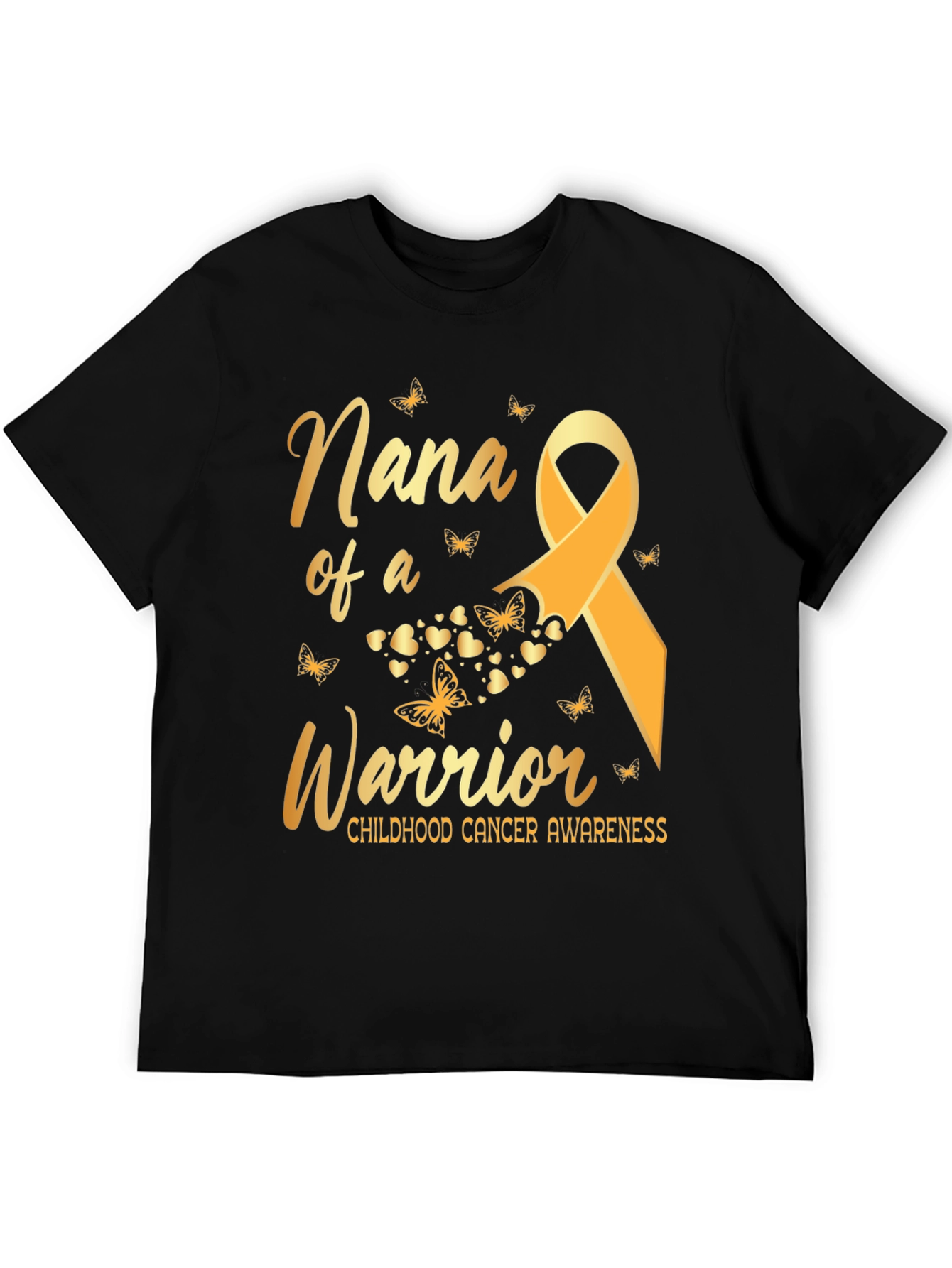 Nana of a Warrior Childhood Cancer Awareness T-Shirt