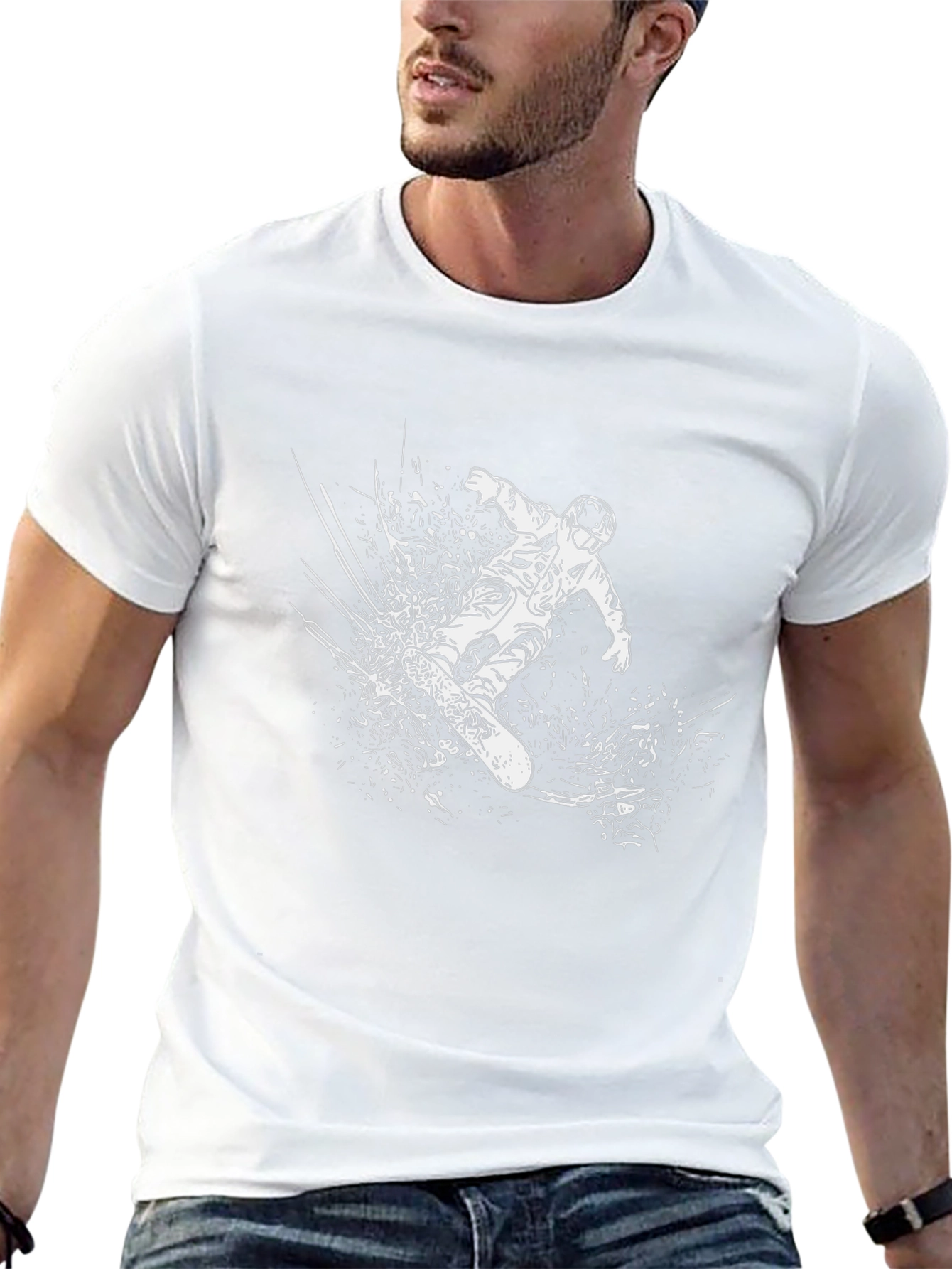 Snowboarder Graphic Tee - Black Cotton Blend T-Shirt