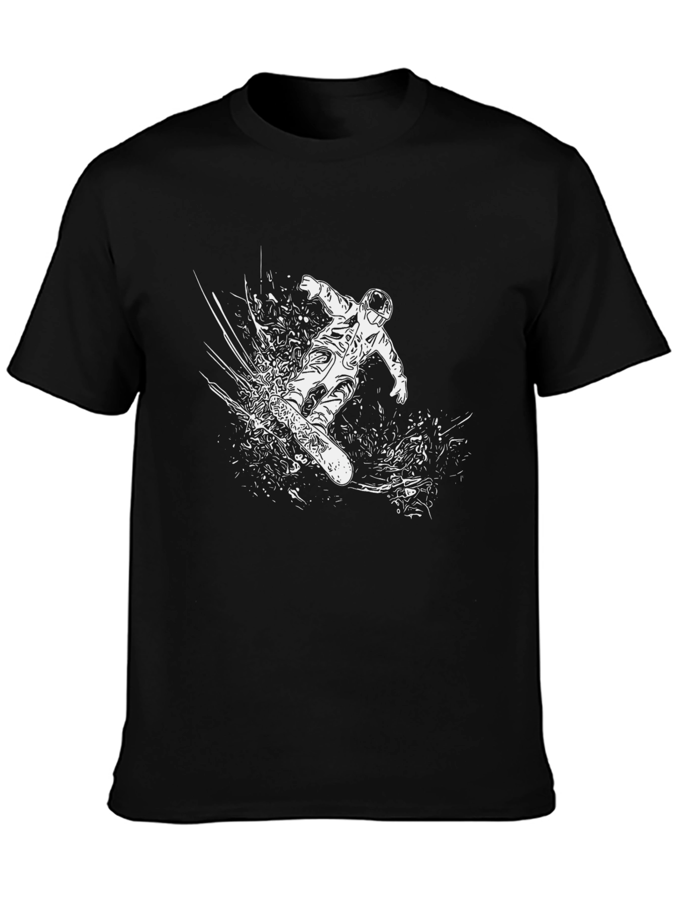 Snowboarder Graphic Tee - Black Cotton Blend T-Shirt