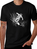 Snowboarder Graphic Tee - Black Cotton Blend T-Shirt