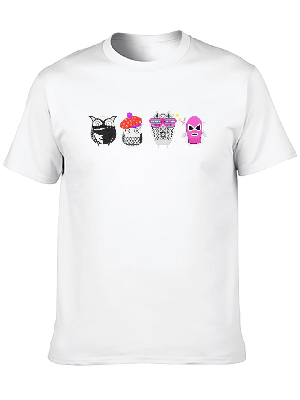 Funky Owls Graphic Tee - Black Crew Neck