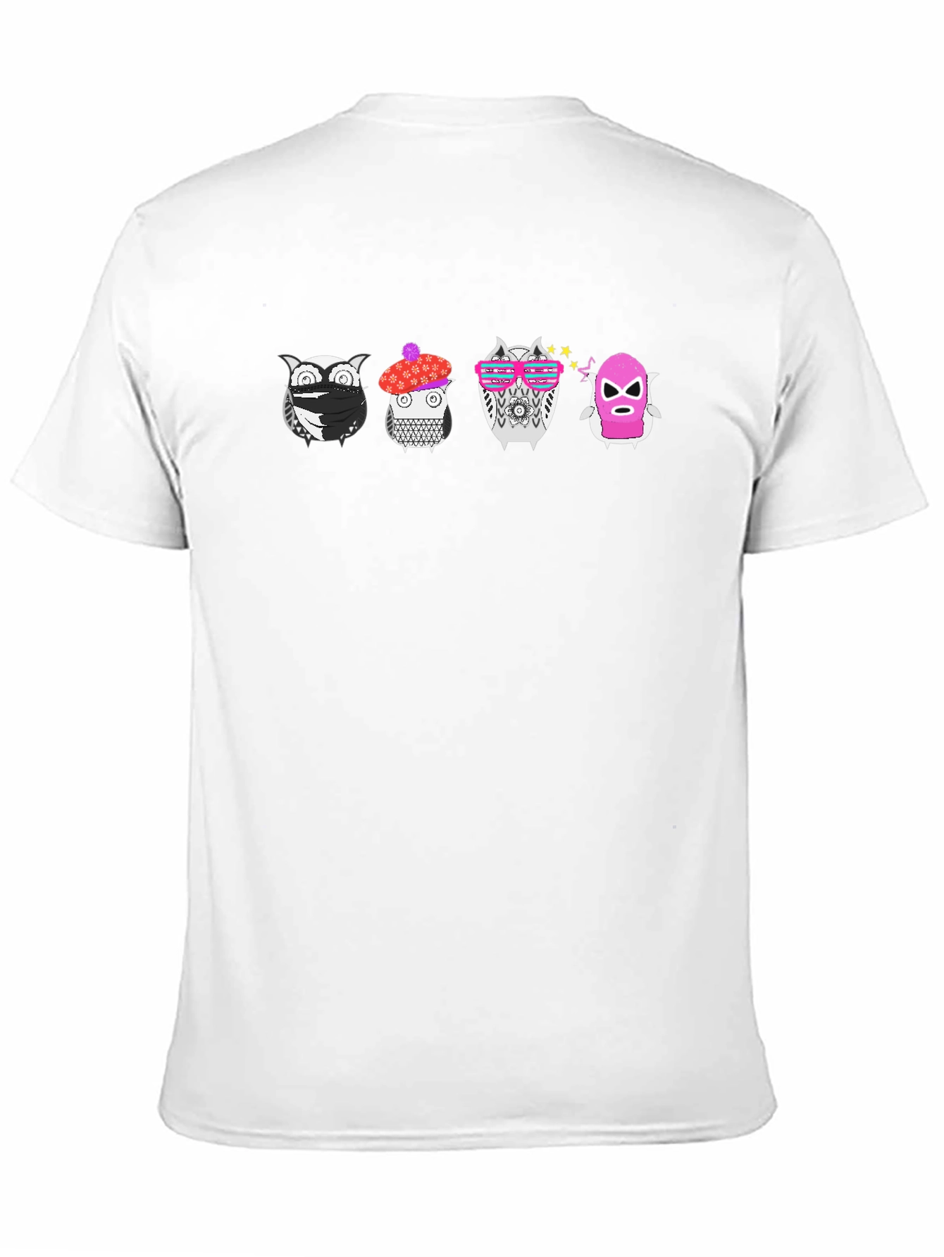 Funky Owls Graphic Tee - Black Crew Neck