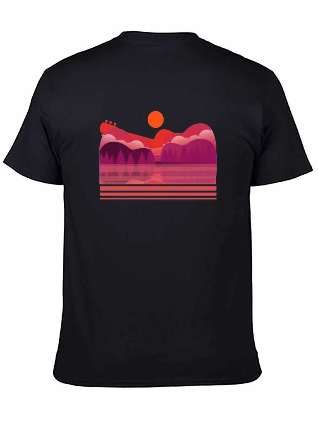 Sunset Guitar Lake Graphic T-Shirt
