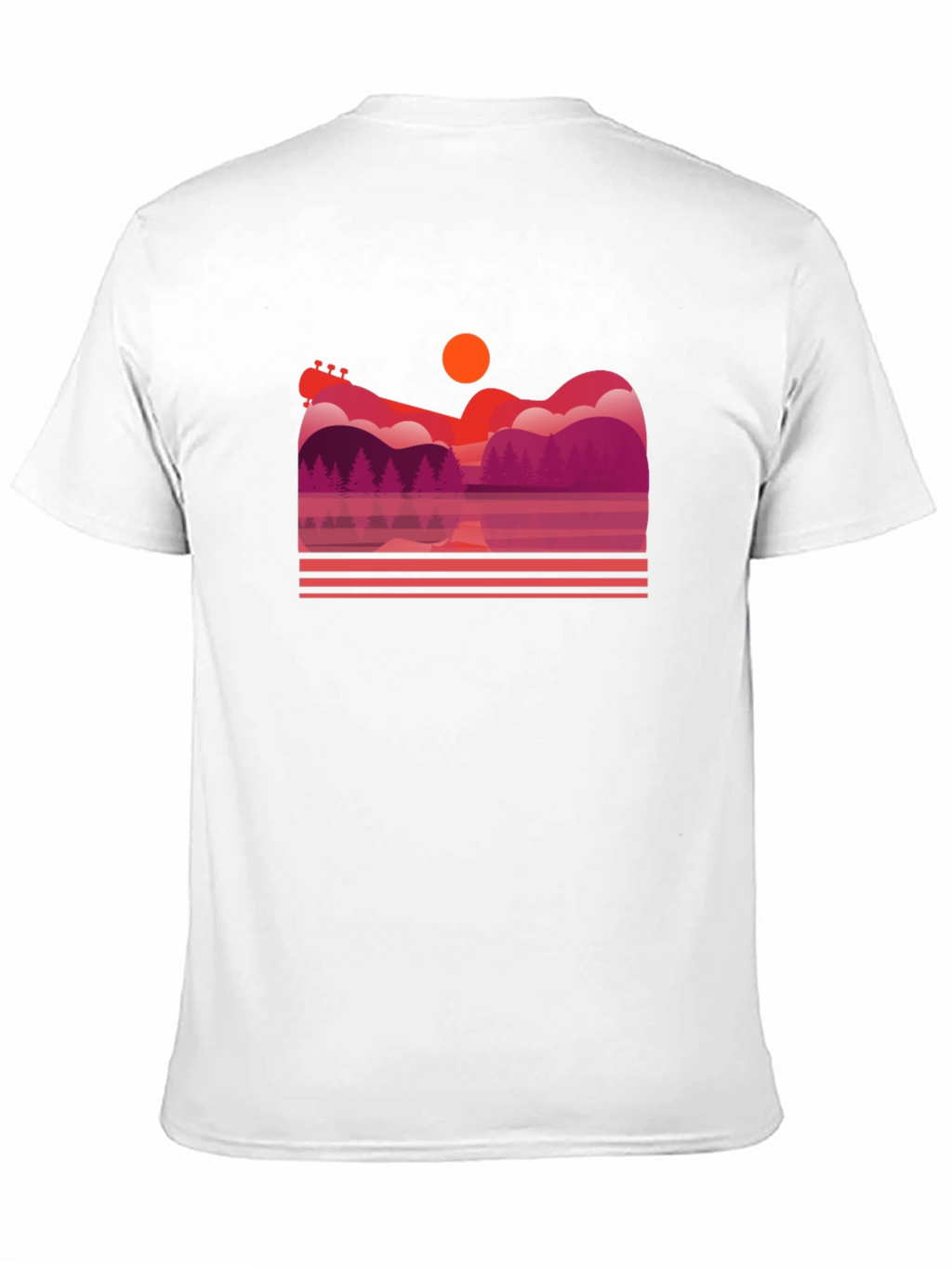 Sunset Guitar Lake Graphic T-Shirt