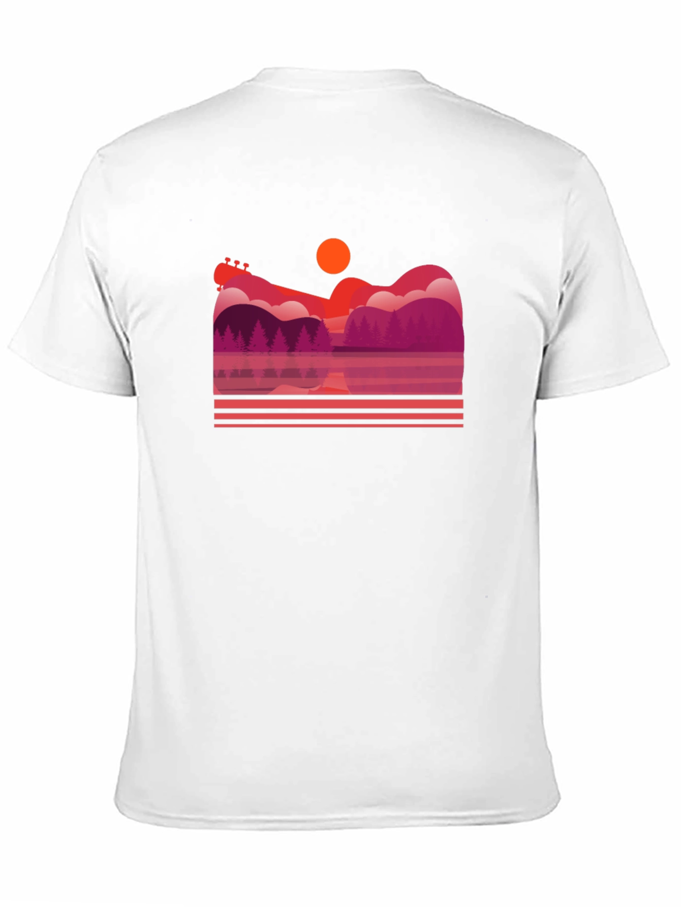 Sunset Guitar Lake Graphic T-Shirt
