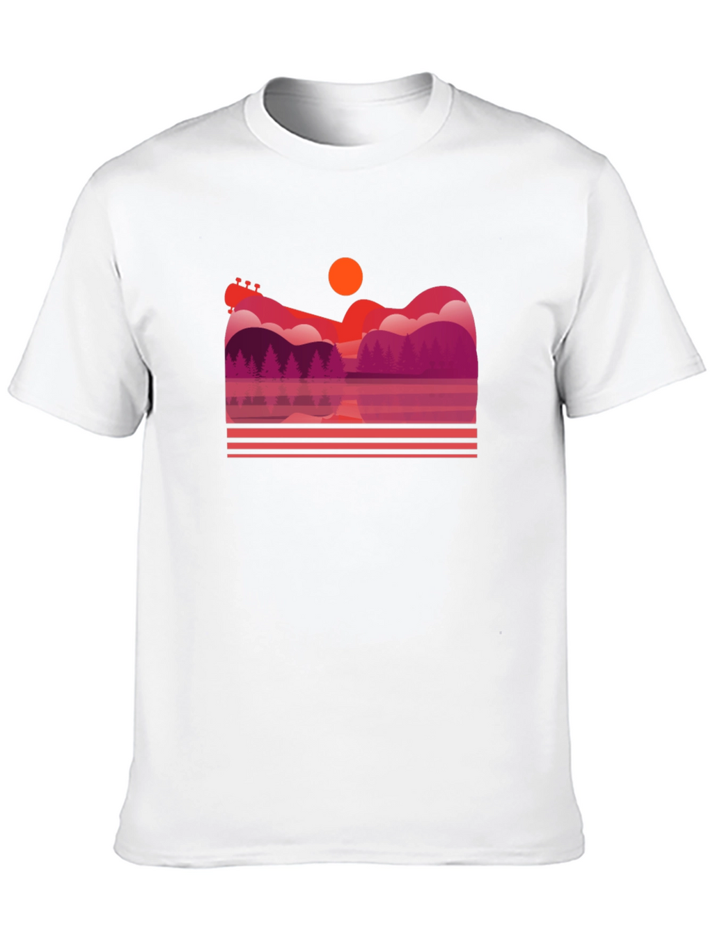 Sunset Guitar Lake Graphic T-Shirt