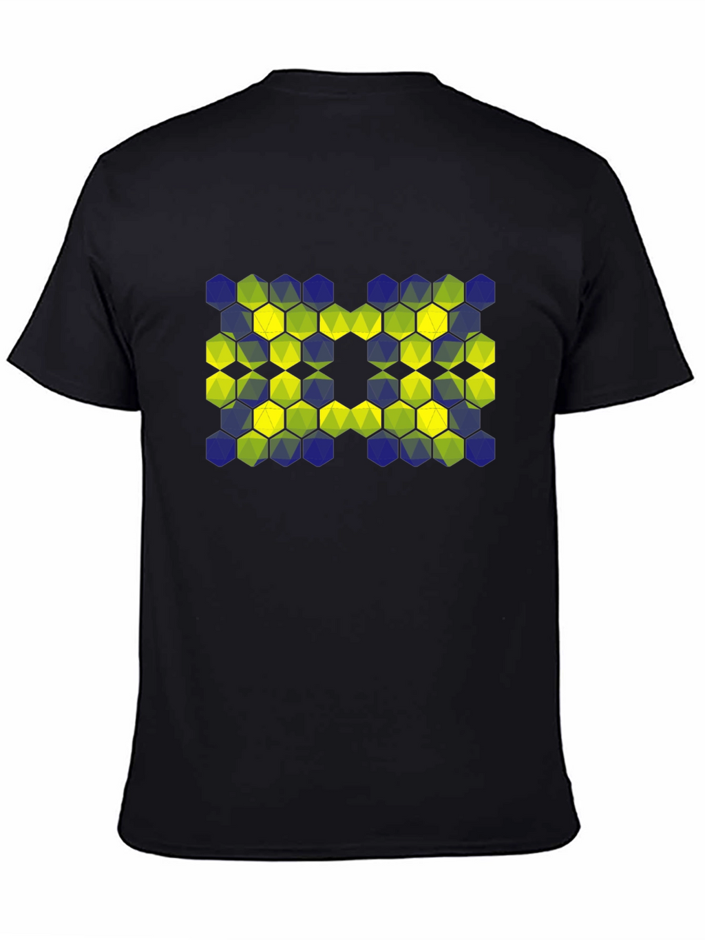 Geometric Hexagon Pattern T-Shirt - Black
