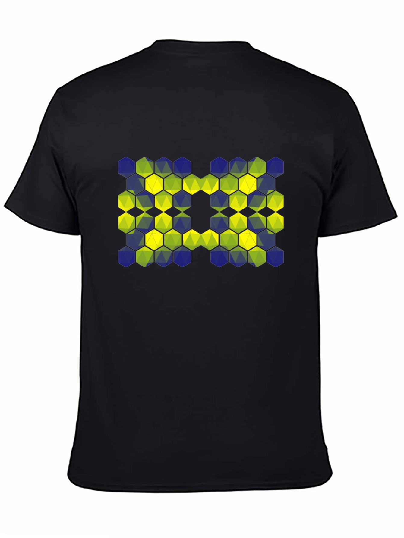 Geometric Hexagon Pattern T-Shirt - Black