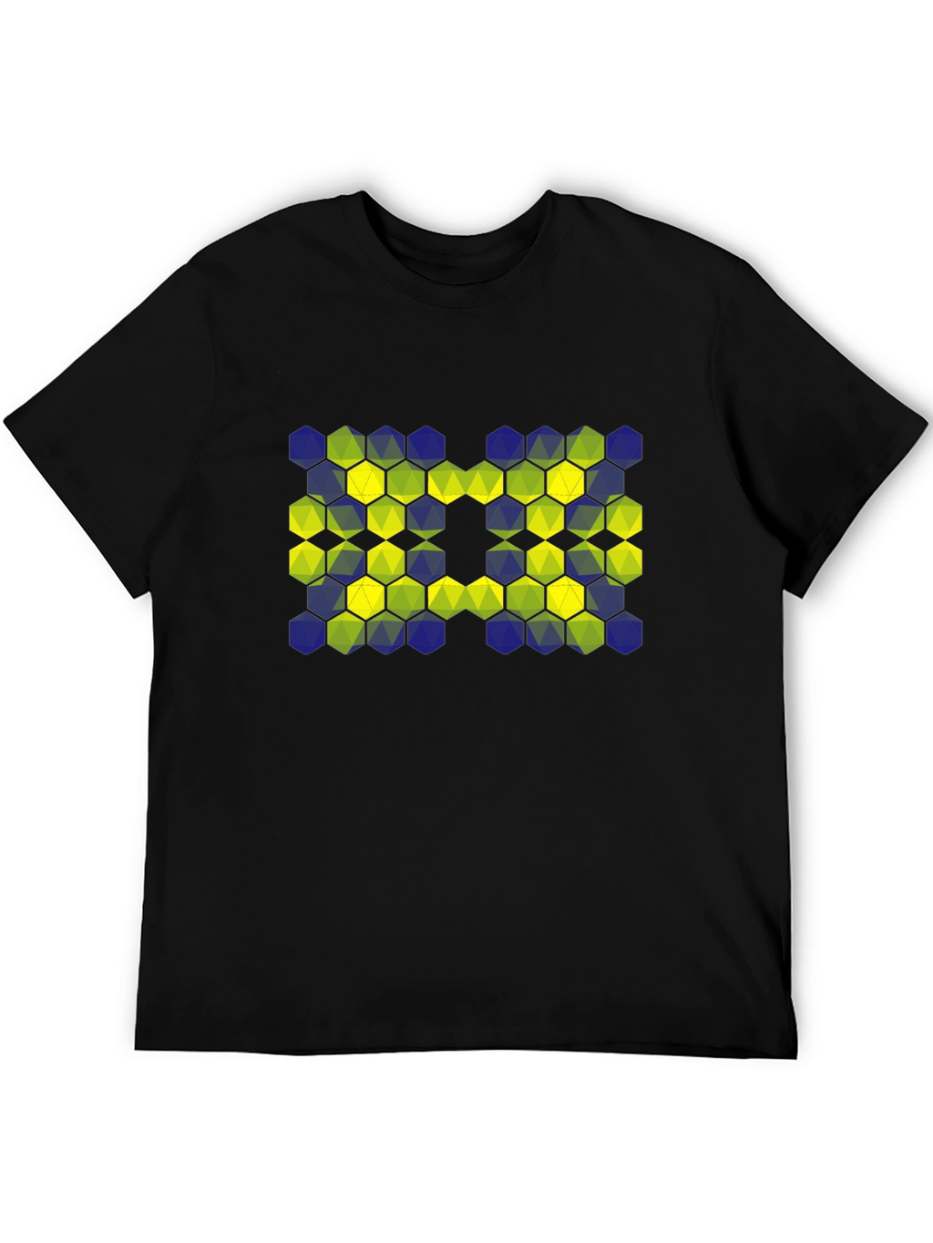 Geometric Hexagon Pattern T-Shirt - Black