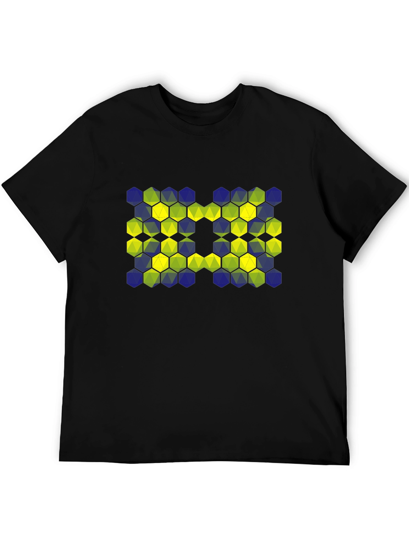 Geometric Hexagon Pattern T-Shirt - Black