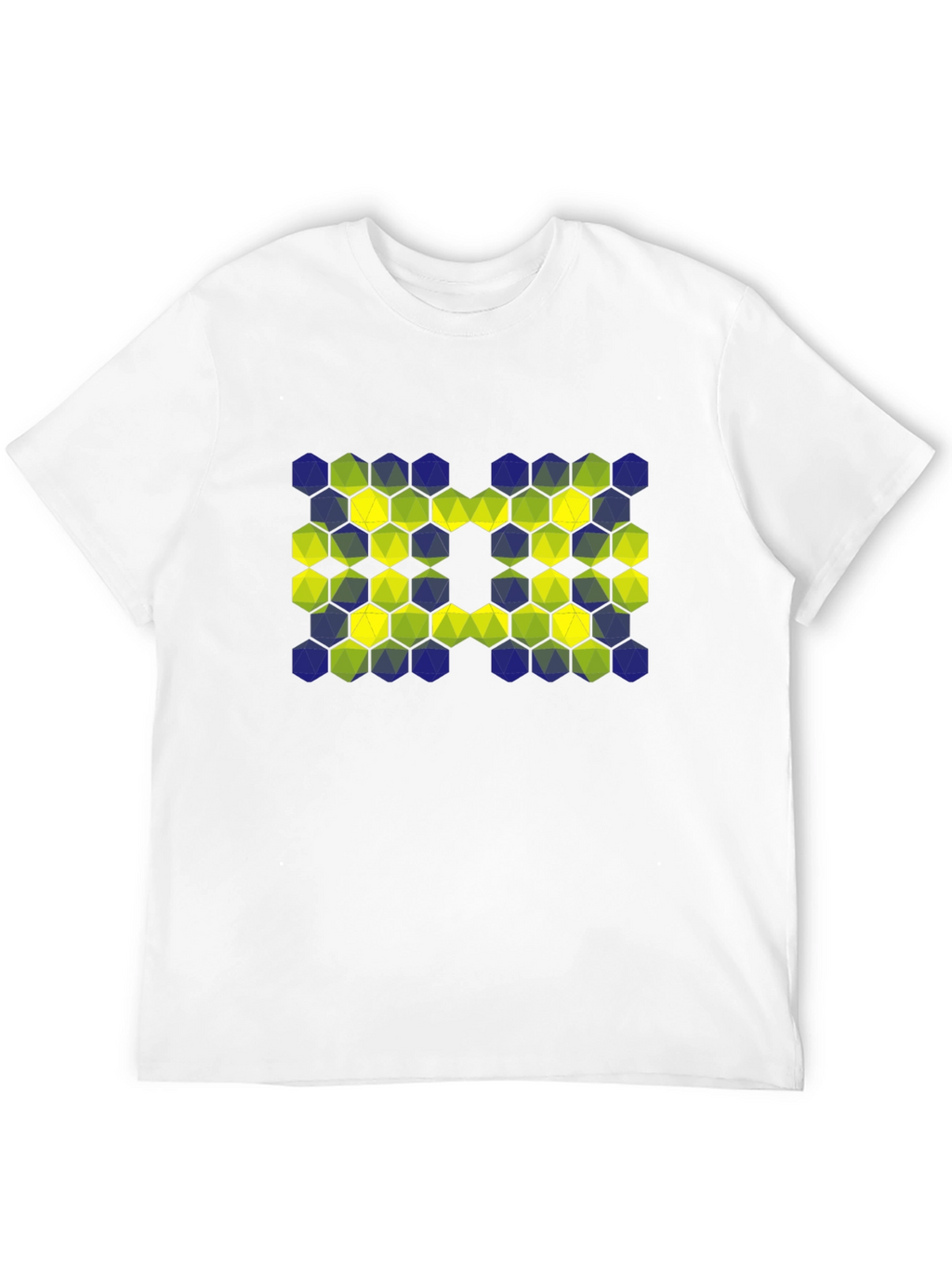 Geometric Hexagon Pattern T-Shirt - Black