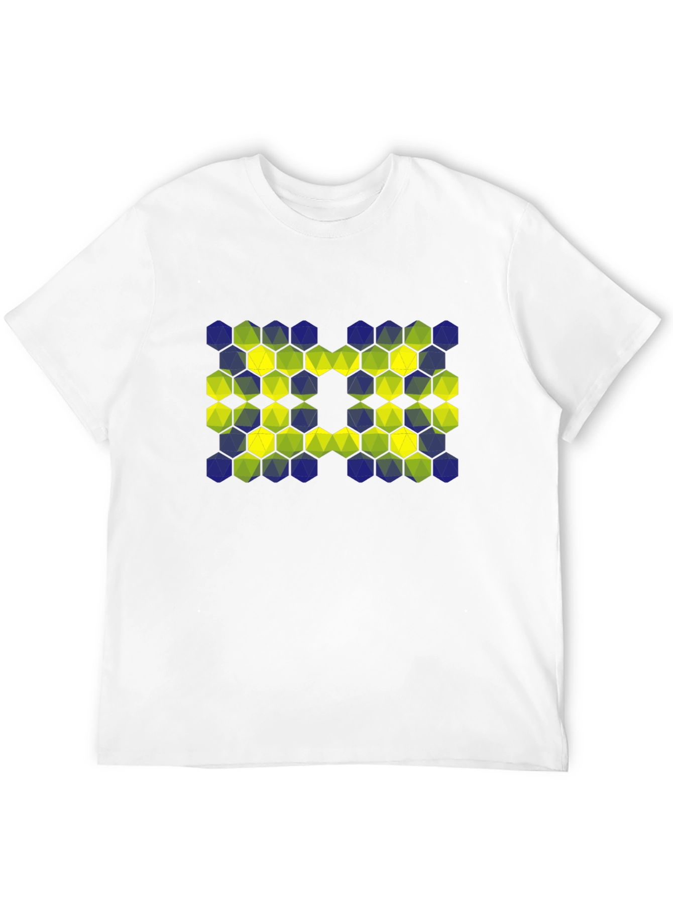 Geometric Hexagon Pattern T-Shirt - Black