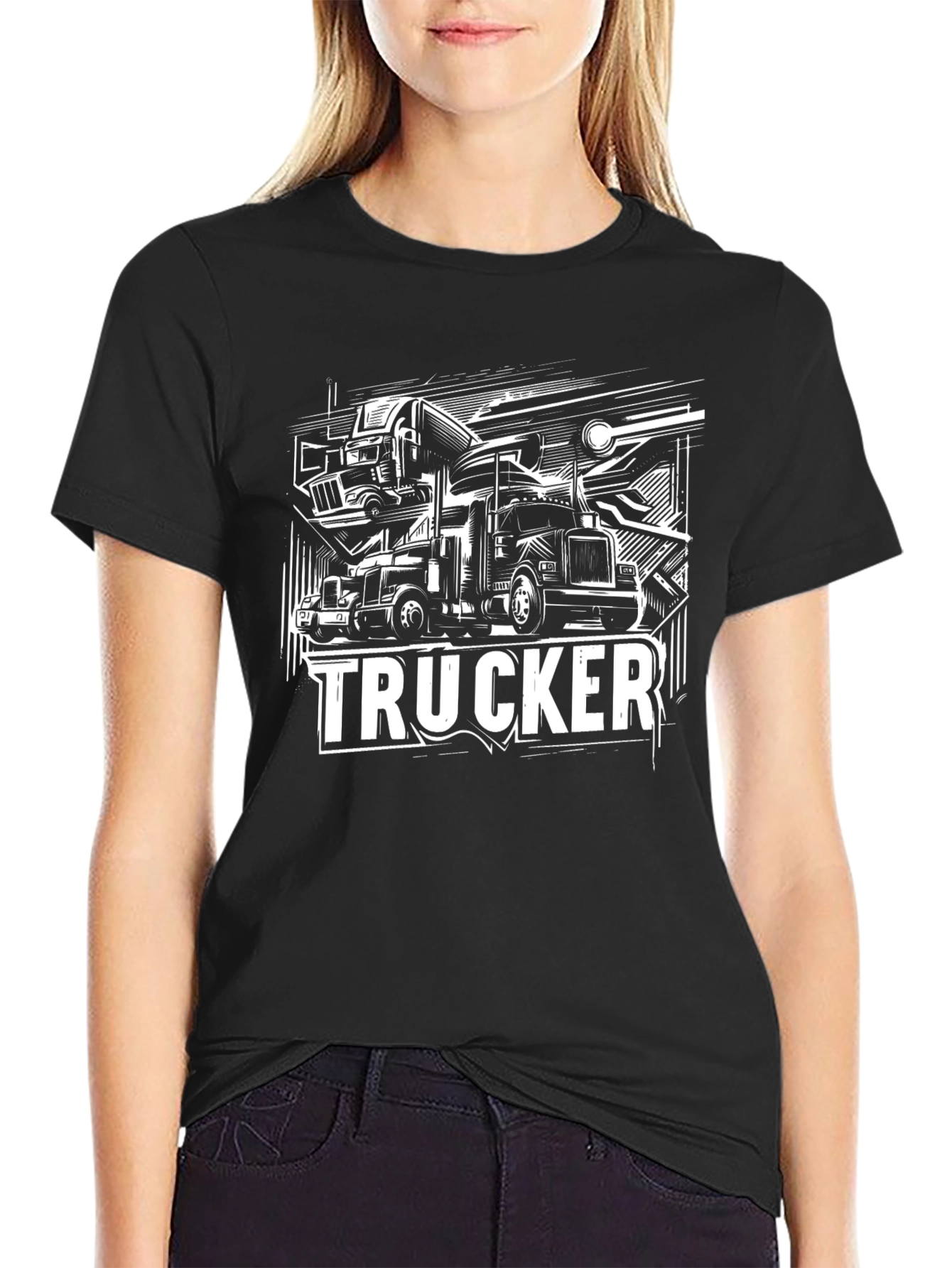 Trucker Graphic T-Shirt - Black
