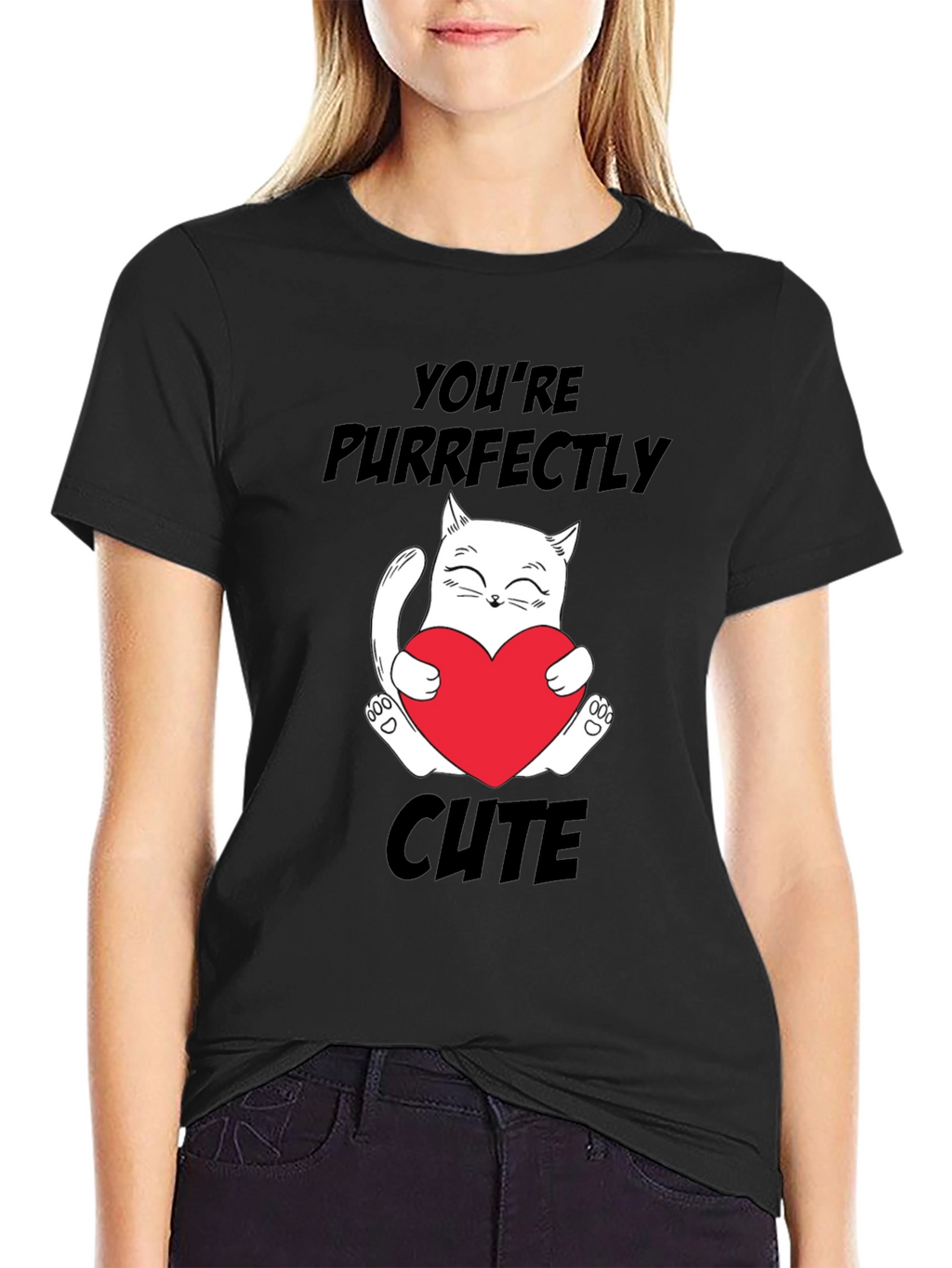 Youre Purrfectly Cute Black Cat Graphic T-Shirt