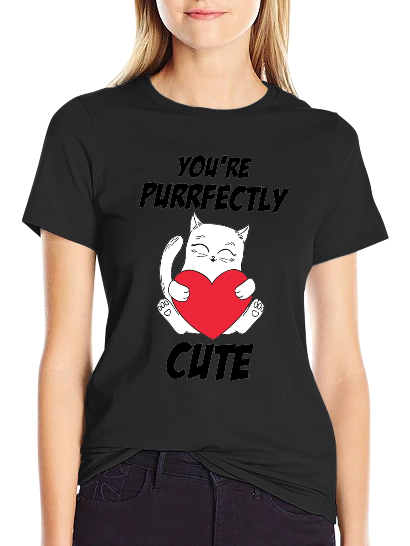 Youre Purrfectly Cute Black Cat Graphic T-Shirt