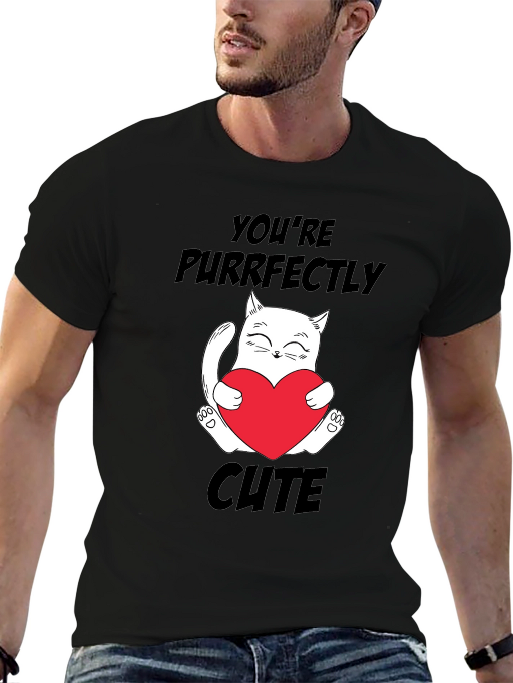 Youre Purrfectly Cute Black Cat Graphic T-Shirt